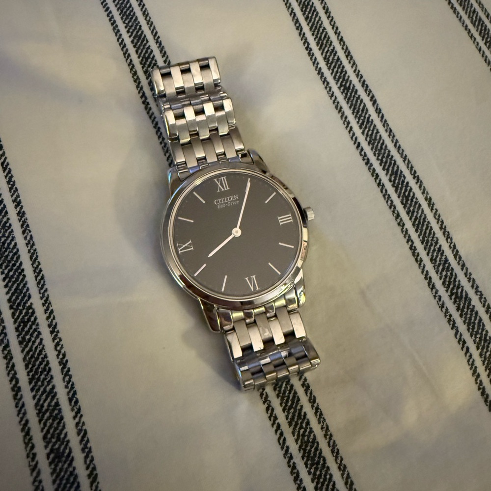 Citizen Silver stainless steel Stiletto Eco Drive with black Dial